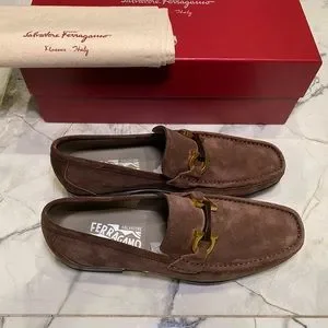 Salvatore Ferragamo Gancni Brown Suede Loafers Brown Logo Sz 7UK 8US 41EU New Salvatore Ferragamo | Shoes | Salvatore Ferragamo Gancni  main image 2